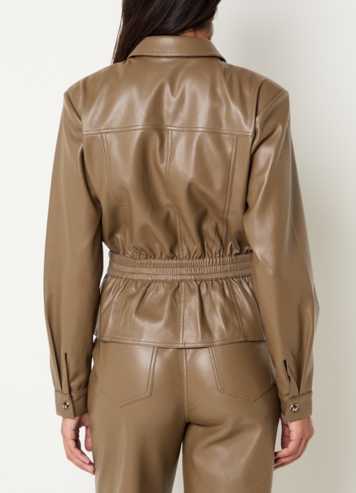 Fifth House Picar blouse van imitatieleer met ceintuur - achterkant 4 beige