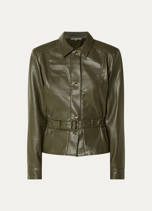 Fifth House Picar blouse van imitatieleer met ceintuur - voorkant donkergroen