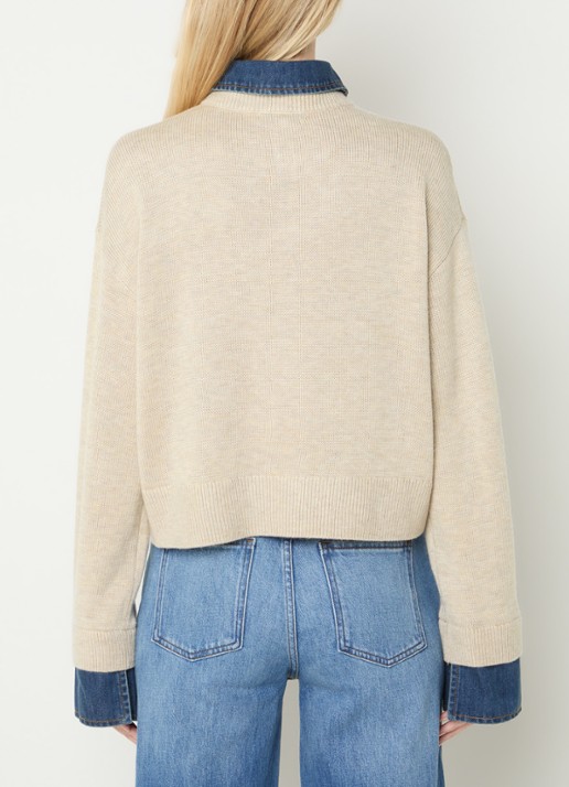 Fifth House Poety sweater met details van denim - achterkant 2 beige