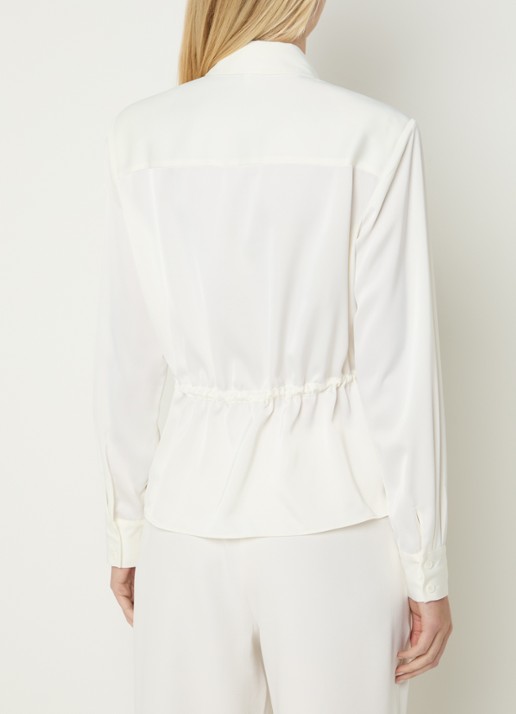 Fifth House Pomeline blouse met logoborduring - achterkant gebroken wit