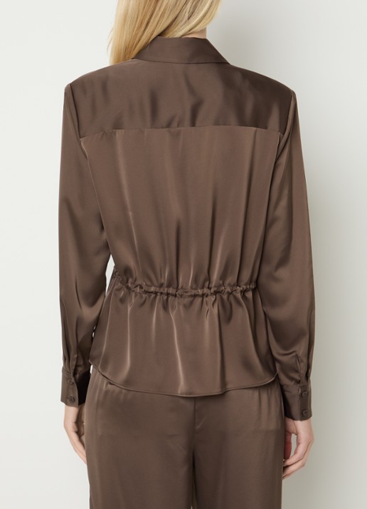 Fifth House Pomeline blouse met logoborduring - achterkant 4 bruin