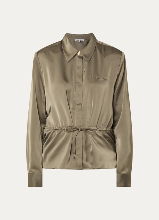Fifth House Pomeline blouse met logoborduring - voorkant groen