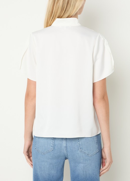 Fifth House Pomeline blouse met opstaande kraag - achterkant 3 gebroken wit