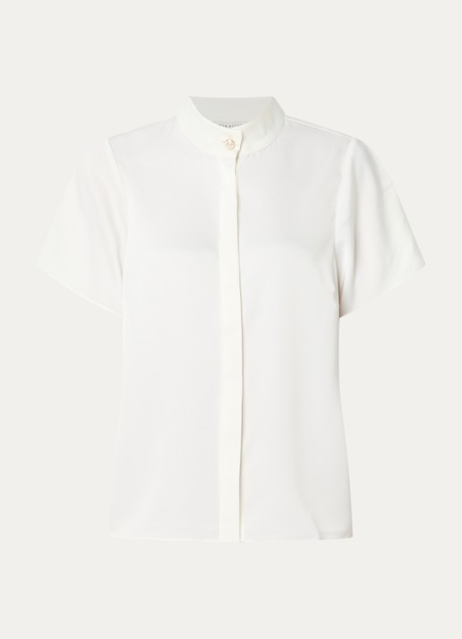 Fifth House Pomeline blouse met opstaande kraag - voorkant gebroken wit