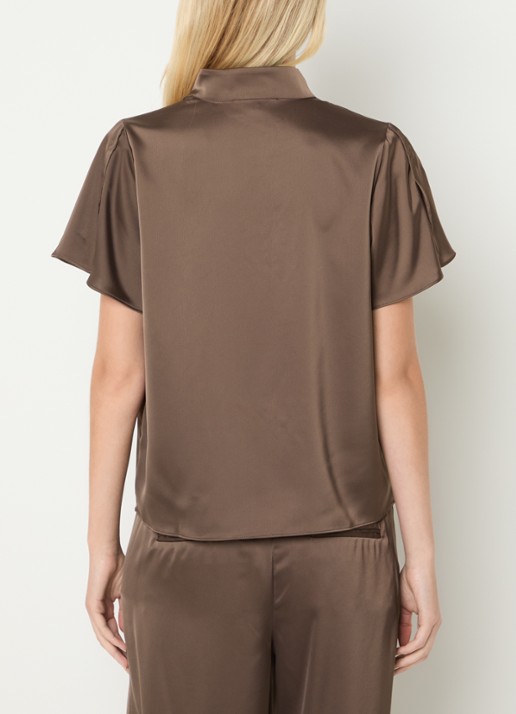 Fifth House Pomeline blouse met opstaande kraag - achterkant 3 bruin
