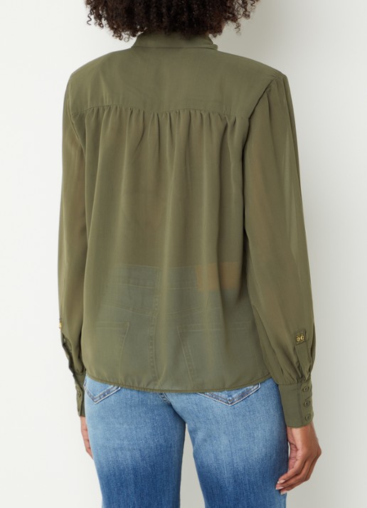 Fifth House Poppy blouse met sjaalkraag - achterkant 3 bronsgroen