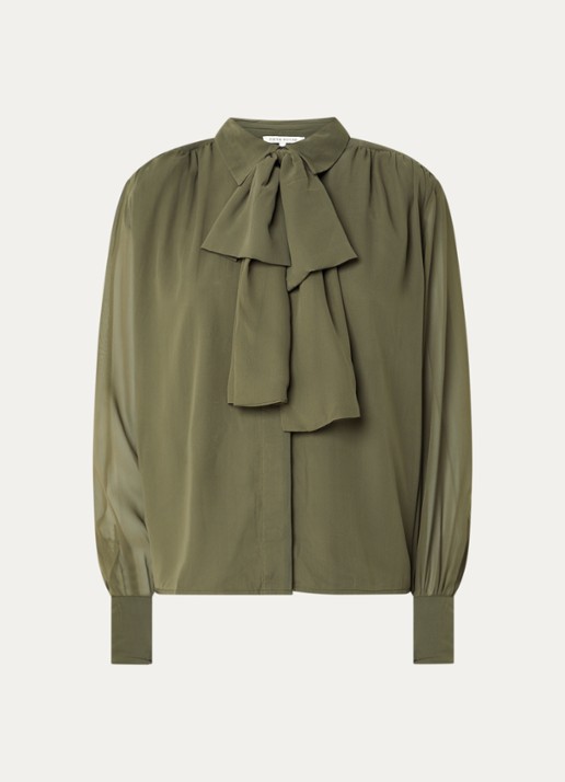 Fifth House Poppy blouse met sjaalkraag - voorkant bronsgroen