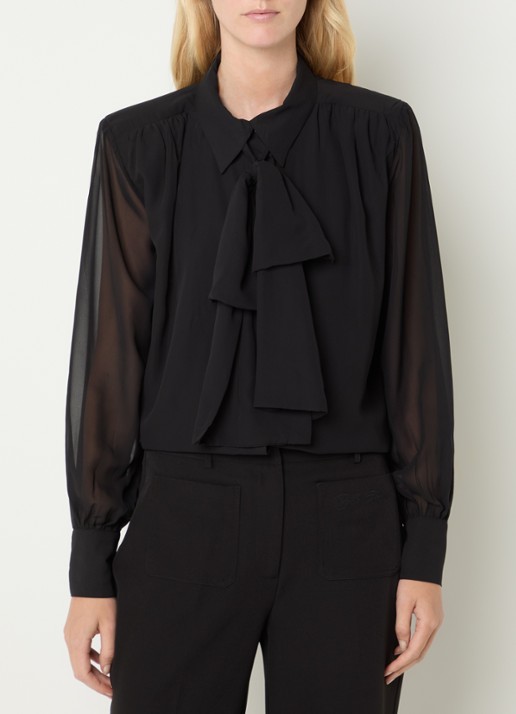 Fifth House Poppy blouse met sjaalkraag - detail 4 zwart