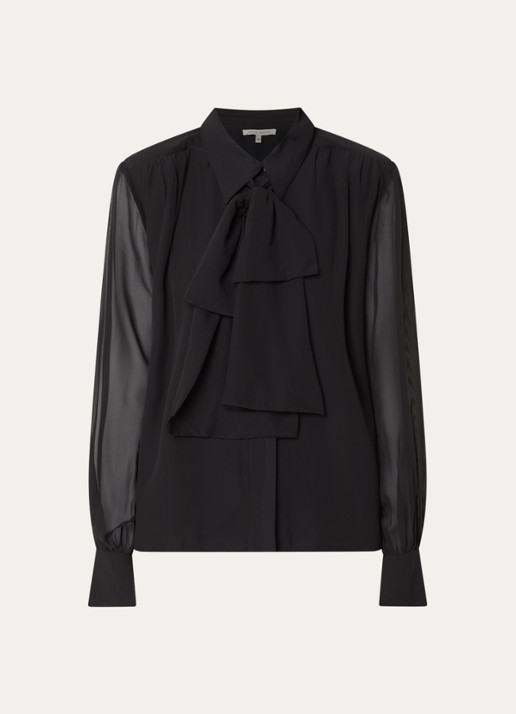 Fifth House Poppy blouse met sjaalkraag - voorkant zwart