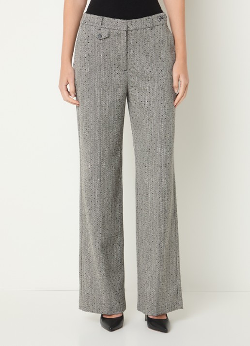 Fifth House Poppylyn high waist straight fit pantalon met visgraatdessin