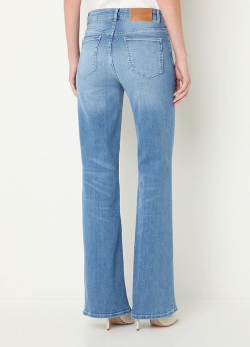 Fifth House Prya high waist wide leg jeans met lichte wassing - achterkant 3 indigo