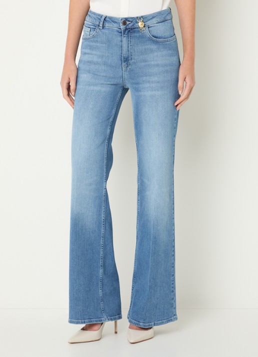 Fifth House Prya high waist wide leg jeans met lichte wassing