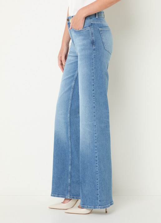 Fifth House Prya high waist wide leg jeans met lichte wassing - detail 5 indigo