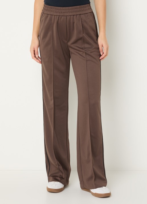 Fifth House Pucy high waist straight fit trackpants met steekzakken - detail chocoladebruin
