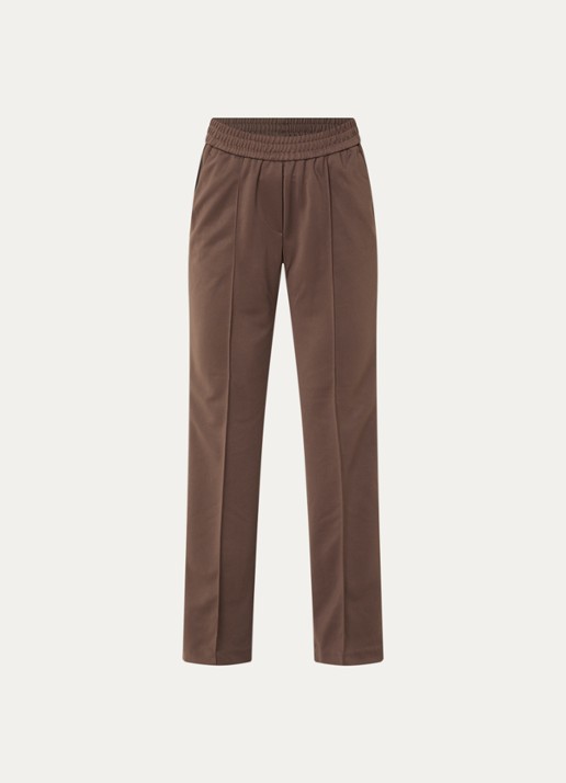 Fifth House Pucy high waist straight fit trackpants met steekzakken - voorkant 3 chocoladebruin