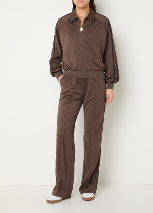 Fifth House Pucy high waist straight fit trackpants met steekzakken - voorkant 4 chocoladebruin