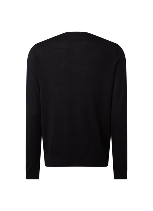 Filippa K Merino fijngebreide pullover met ronde hals - achterkant 3 zwart