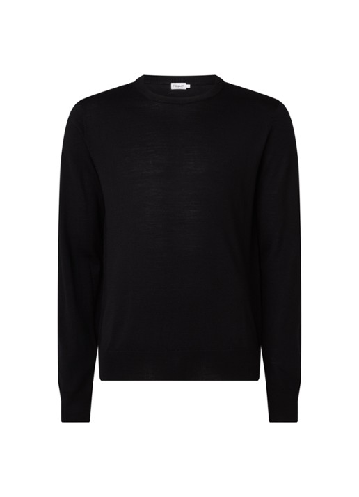 Filippa K Merino fijngebreide pullover met ronde hals - voorkant 2 zwart