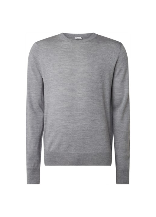 Filippa K Merino fijngebreide pullover met ronde hals - voorkant 3 lichtgrijs