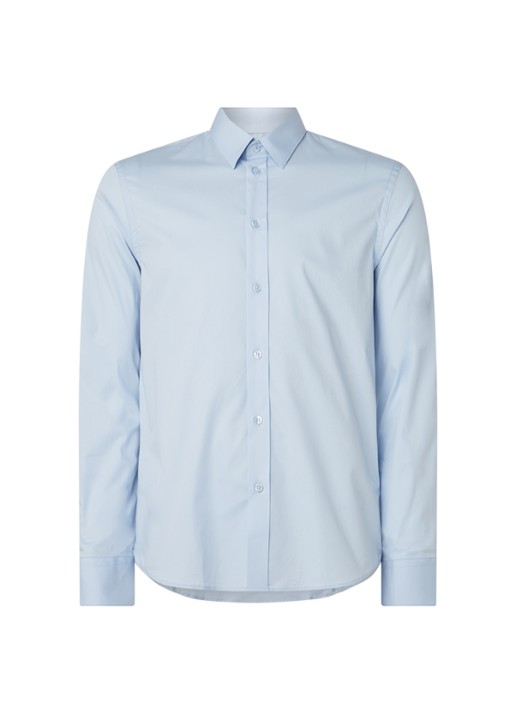 Filippa K Regular fit overhemd met stretch - voorkant 2 lichtblauw