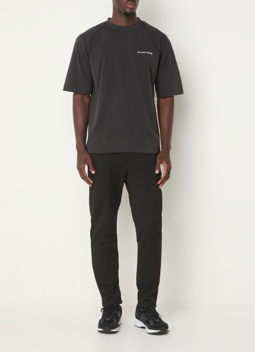 Filling Pieces Boxy T-shirt met logo - voorkant 4 antraciet