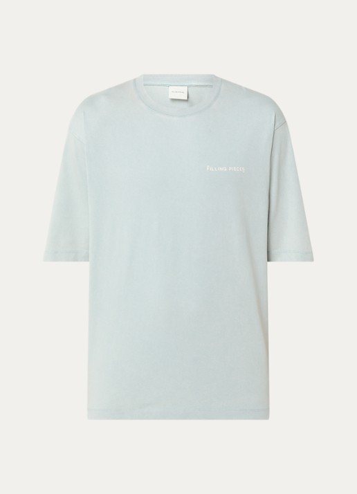 Filling Pieces Boxy T-shirt met logo - voorkant lichtblauw