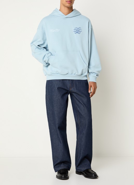 Filling Pieces Bridge the Gap hoodie met logo- en backprint - voorkant 2 lichtblauw