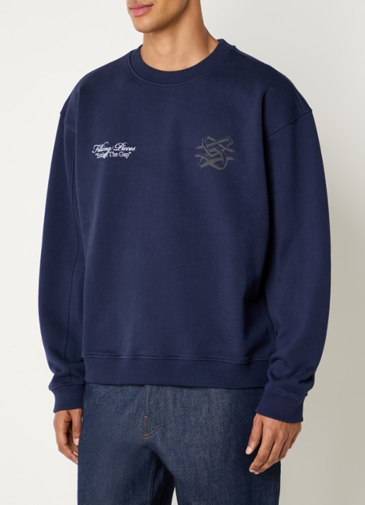 Filling Pieces Bridge the Gap sweater met logo- en backprint - achterkant 2 donkerblauw