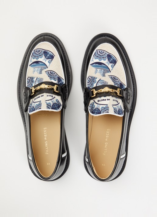Filling Pieces Broken Plate loafer van leer met borduring - detail 3 zwart
