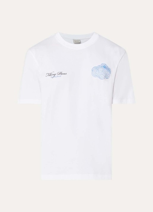 Filling Pieces Citrus T-shirt met logo- en backprint - voorkant 3 wit