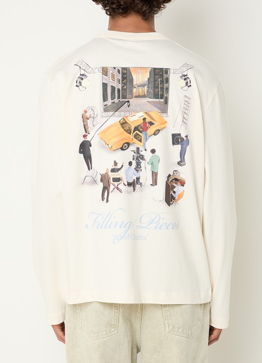 Filling Pieces Film Set longsleeve met logo- en backprint - detail 2 gebroken wit