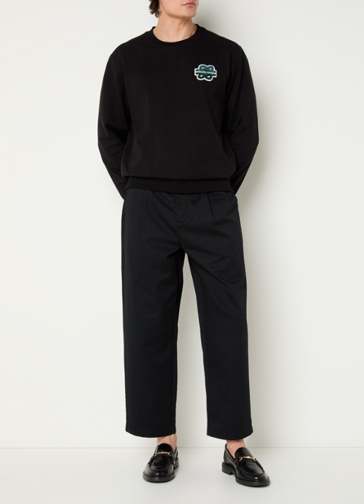 Filling Pieces Gowtu sweater van  katoen met logo - voorkant 3 zwart