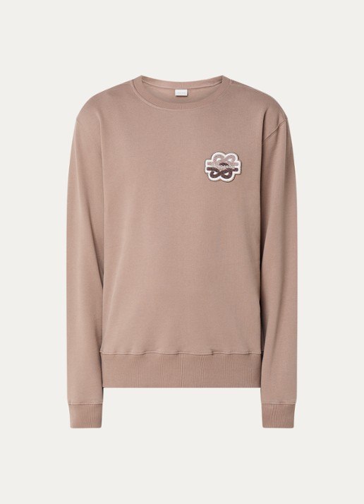 Filling Pieces Gowtu sweater van  katoen met logo - voorkant 3 lichtbruin