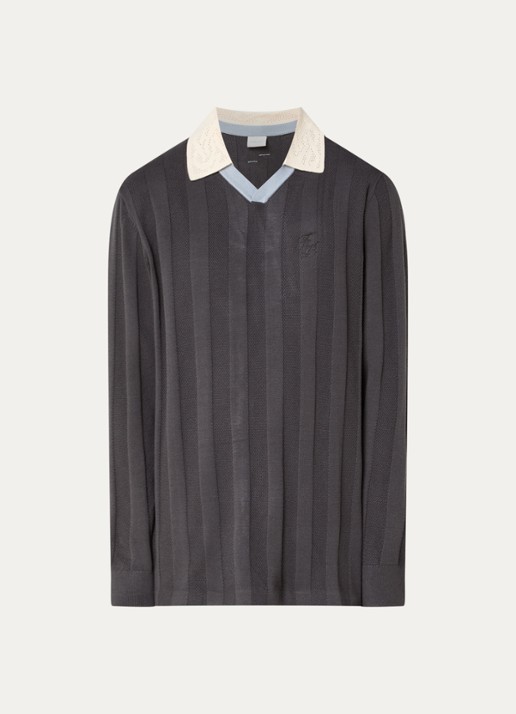 Filling Pieces Grofgebreide pullover met logo - voorkant antraciet