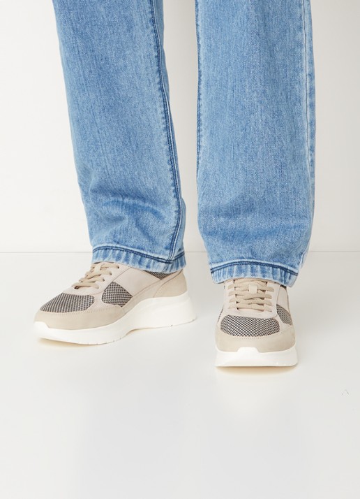 Filling Pieces Jet Runner sneaker van mesh met nubuck details - voorkant 3 lichtgrijs