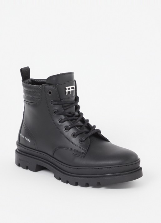 Filling Pieces Josh veterboot van leer - voorkant zwart