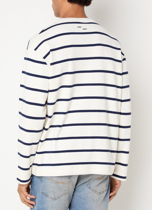 Filling Pieces Long sleeve met logo en streepprint - achterkant 2 gebroken wit