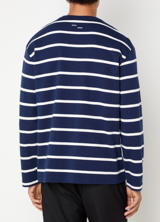 Filling Pieces Long sleeve met logo en streepprint - achterkant 2 donkerblauw