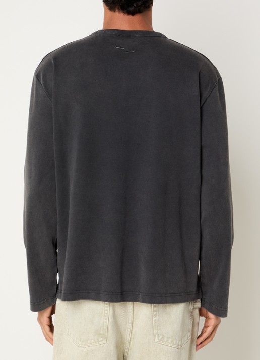 Filling Pieces Longsleeve met borduring en verwassen afwerking - achterkant 2 zwart