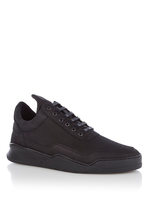 Filling Pieces Low Top Ghost Microlane sneaker van nubuck - voorkant 4 zwart