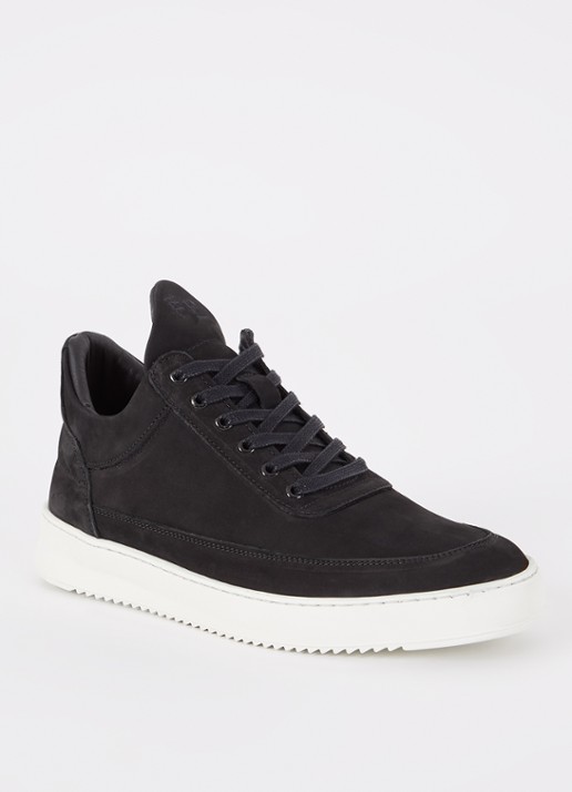 Filling Pieces Low Top Ripple sneaker van nubuck  - voorkant 2 zwart