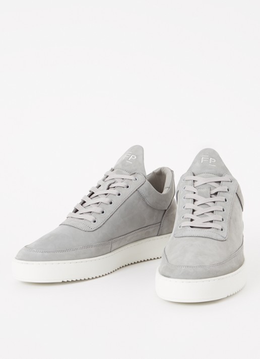 Filling Pieces Low Top sneaker van nubuck  - detail lichtgrijs