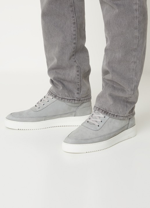 Filling Pieces Low Top sneaker van nubuck  - voorkant 5 lichtgrijs