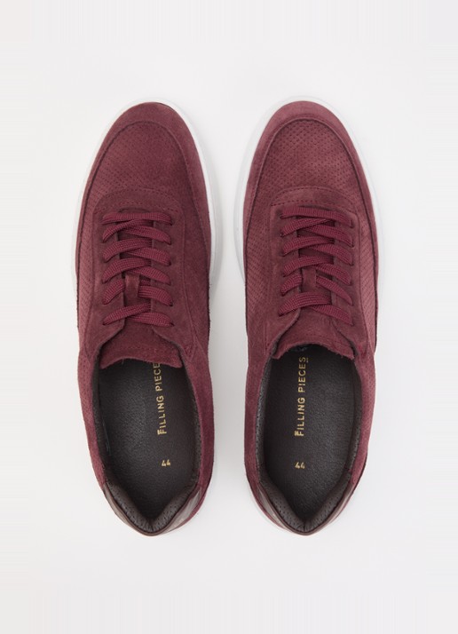 Filling Pieces Mondo Perforated sneaker van suède - detail 3 bordeauxrood