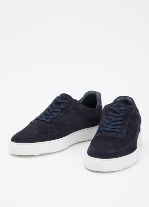 Filling Pieces Mondo Perforated sneaker van suède - detail 2 donkerblauw
