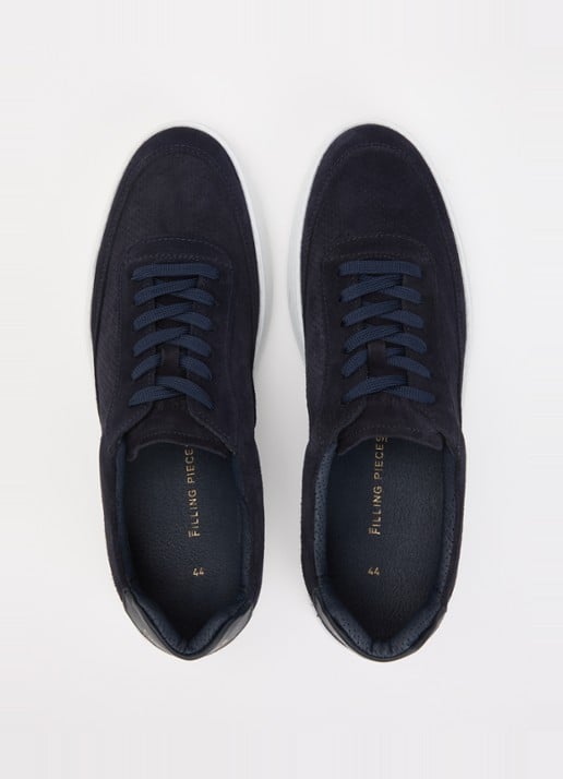 Filling Pieces Mondo Perforated sneaker van suède - detail 3 donkerblauw