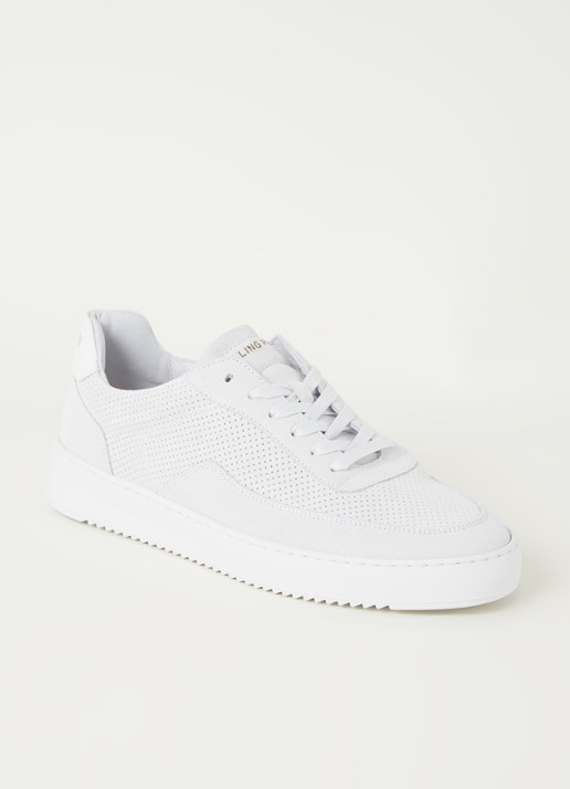 Filling Pieces Mondo Ripple sneaker van suède - voorkant gebroken wit