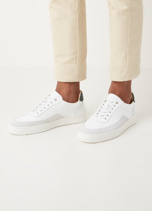 Filling Pieces Mondo sneaker van leer met suède details - voorkant 2 wit