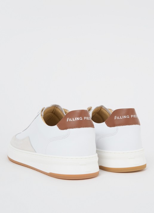 Filling Pieces Mondo Squash Tag sneaker van leer met suède details - achterkant wit