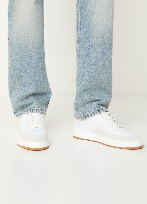 Filling Pieces Mondo Squash Tag sneaker van leer met suède details - voorkant 6 wit